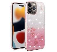 SEAHAI Coque pour Vivo X300 Ultra, Dégradé de Couleur Élégant en Silicone Souple Brillante Fleur Motifs Design Fille Housse Ultra Mince Antichoc TPU Bumper Étui - Rose