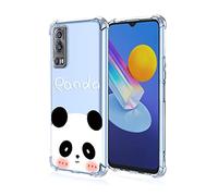 SEAHAI Coque pour Vivo Y52 5G / Vivo Y72 5G, Ultra Mince Élégant en Silicone Souple Motifs Colorés Housse Brillante Antichoc, Transparent TPU Gel Étui - Panda