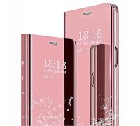 SEAHAI Coque pour Xiaomi 14T Pro 5G, Élégant Mirror Smart View Standing Flip Etanche Ultra Mince Antichoc Anti-Rayures Coque Etui Housse - Or Rose