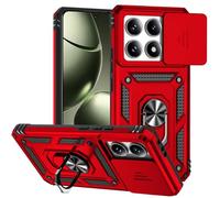 SEAHAI Coque pour Xiaomi 15T Pro 5G, [Protection de la Caméra] Etui avec 360 Degrés Rotation Bague, Renforcée Bumper TPU + PC Silicone Antichoc Armure Housse - Rouge
