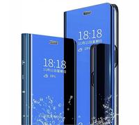 SEAHAI Coque pour Xiaomi Poco X6 Pro 5G, Élégant Mirror Smart View Standing Flip Etanche Ultra Mince Antichoc Anti-Rayures Coque Etui Housse - Bleu