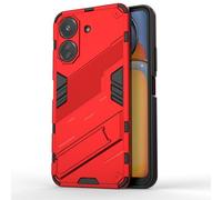 SEAHAI Coque pour Xiaomi Redmi 13C / POCO C65, Double Couche Renforcée Défense TPU Silicone Antichoc Armure Protection Housse, Étui avec Bracket et Support - Rouge