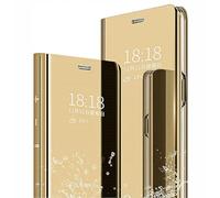 SEAHAI Coque pour Xiaomi Redmi 14C / Xiaomi Poco C75, Élégant Mirror Smart View Standing Flip Etanche Ultra Mince Antichoc Anti-Rayures Coque Etui Housse - Or