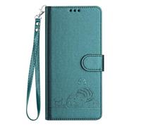 SEAHAI Coque pour Xiaomi Redmi 14C / Xiaomi Poco C75 Étui Portefeuille, Mignon Chat Embossée Premium PU Cuir Flip Antichoc Housse avec Support/RFID Blocage/Fentes pour Cartes, Vert foncé