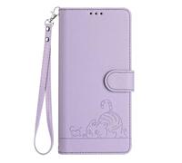 SEAHAI Coque pour Xiaomi Redmi 15C 5G/4G/POCO C85 Étui Portefeuille, Mignon Chat Embossée Premium PU Cuir Flip Antichoc Housse avec Support/RFID Blocage/Fentes pour Cartes, Violet
