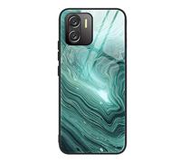 SEAHAI Coque pour Xiaomi Redmi A1 / Xiaomi Redmi A2, Ultra Mince Silicone TPU Souple Bumper Étui Élégant Marbre Brillante en Verre Trempé Housse Antichoc Case, Planète Verte