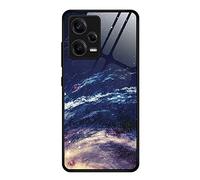 SEAHAI Coque pour Xiaomi Redmi Note 12 Pro+ Plus 5G, Ultra Mince Silicone TPU Souple Bumper Étui Élégant Motif Peint en Verre Trempé Arrière Housse Antichoc Case, Vaste Univers
