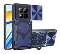 SEAHAI Coque pour Xiaomi Redmi Note 15 Pro 4G, Style Cool PC + TPU Silicone Antichoc Armure Housse, Étui avec Métal Rotation Magnétique Support y Protection de la Caméra - Bleu