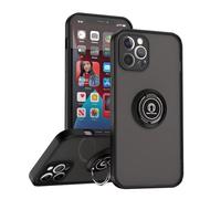 SEAHAI Coque pour ZTE Blade A35e, Givré Translucide Dur PC Housse Silicone TPU Bumper Très Mince Antichoc Étui Case avec 360 Degrés Rotation Bague, Noir