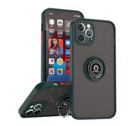 SEAHAI Coque pour ZTE Blade A35e, Givré Translucide Dur PC Housse Silicone TPU Bumper Très Mince Antichoc Étui Case avec 360 Degrés Rotation Bague, Vert foncé