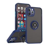 SEAHAI Coque pour ZTE Blade A35e, Givré Translucide Dur PC Housse Silicone TPU Bumper Très Mince Antichoc Étui Case avec 360 Degrés Rotation Bague, Bleu Royal