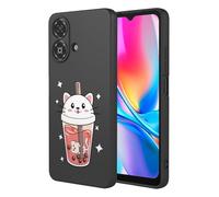 SEAHAI Coque pour ZTE Blade A35e, Très Mince Silicone Liquide Gel Souple Housse avec Modèle Animal de Fleurs Mignonnes, Élégant Matte TPU Bumper Antichoc Étui - Noir S10
