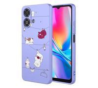SEAHAI Coque pour ZTE Blade A35e, Très Mince Silicone Liquide Gel Souple Housse avec Modèle Animal de Fleurs Mignonnes, Élégant Matte TPU Bumper Antichoc Étui - Violet S09