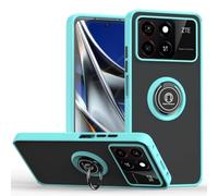 SEAHAI Coque pour ZTE Blade A55 / ZTE Blade A35, Givré Translucide Dur PC Housse Silicone TPU Bumper Très Mince Antichoc Étui Case avec 360 Degrés Rotation Bague, Bleu Ciel