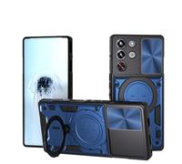 SEAHAI Coque pour ZTE Nubia RedMagic 10 Pro, Style Cool PC + TPU Silicone Antichoc Armure Housse, Étui avec Métal Rotation Magnétique Support y Protection de la Caméra - Bleu