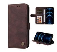 SEAHAI Cuir Coque pour Huawei P60 Pro, Très Mince Étui Portefeuille [Blocage RFID] [Fentes pour Cartes] Antichoc PU/TPU Housse Protection Flip Case - Marron