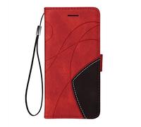 SEAHAI Cuir Coque pour Oppo A40 4G / Oppo A40M / Oppo A60 5G, Très Mince Étui Portefeuille avec Blocage RFID/Fentes pour Cartes, Antichoc PU/TPU Housse Protection Flip Case - Rouge