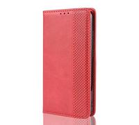 SEAHAI Housse Folio en Cuir pour Xiaomi 14T 5G Coque, Premium PU/TPU Flip Étui Portefeuille avec Fentes pour Cartes, Antichoc Protection Etui Case Cover - Rouge