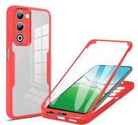 SEAHAI Transparente Coque pour Oppo A5M / Oppo A5 5G/4G, avec L'écran Intégré Étui, 360 ° Complète Protection Rigide PC + TPU Bumper Silicone Militaire Antichoc Housse - Rouge