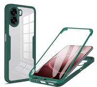 SEAHAI Transparente Coque pour Oppo A6X 5G/4G/ Oppo A6K, avec L'écran Intégré Étui, 360 ° Complète Protection Rigide PC + TPU Bumper Silicone Militaire Antichoc Housse - Vert
