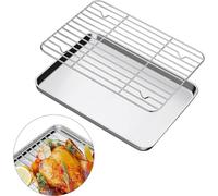 Seahelms Plaque Pâtisserie Inox Rectangulaire Grille Perforée, 30x25x2,5 cm, Compatible Four et Lave-Vaisselle