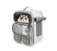 Seahelms Sac à Dos Chat Chien Sac à Dos de Transport pour Chat Pliable et Respirant avec Ouverture sur Le Devant, Poches Fenêtres en Maille pour Chats et Chiens et Chiots jusqu'à 7 kg