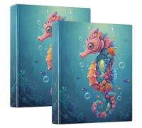Seahorse Coral Reef Collage Classeur pour cahiers avec poches intérieures 1 lot de 3,8 cm Assortis Organiseur de documents de bureau Couverture rigide