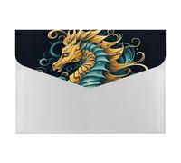 Seahorse Organiseur de documents accordéon à 6 poches avec étiquettes et enveloppes en plastique avec fermeture à pression 33 x 23 cm Bleu