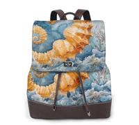 Seahorses are on the seaweed Sac à dos de voyage tendance pour femme, sac à dos décontracté, sac à dos en cuir imprimé pour femme pour le travail