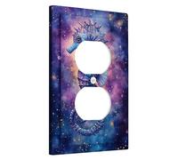 Seahorses Plaque de protection pour interrupteur, motif galaxie violette cosmique pour accents muraux, plaques murales thermoplastique, prise duplex simple de taille standard