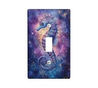 Seahorses Plaque de protection pour interrupteur, motif galaxie violette cosmique pour accents muraux, plaques murales thermoplastique, taille standard à bascule simple