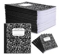 Seajan Lot de 20 cahiers de composition de 19 x 21 cm, marbre, 60 feuilles, couverture de reliure robuste, carnet ligné pour fournitures scolaires et de bureau, motif noir et blanc