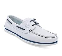 Seajure Chaussures Bateau Homme Sauvage Cuir Blanc et Bleu Marine (Numeric_45)