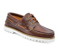 Seajure Chaussures Bateau pour Femme Alankuda en Cuir Marron et Blanc (Numeric_39)