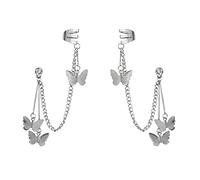 Seakuur Boucles d'oreilles à chaîne pour femme, boucles d'oreilles à pompon, boucles d'oreilles papillon, boucles d'oreilles pendantes à tige pour cadeaux, Métal