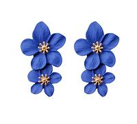 Seakuur Boucles d'oreilles à tige en forme de fleur bohème pour femme avec bourgeon doré, Métal