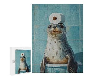 Seal Balancing Toilet Paper Roll-1 Puzzle 1000 Pièces Educa Jouet en Bois Cadeau Unique Décoration Intérieure Jeu Éducatif Challenge Toy Adultes Et Enfants À Partir De 14 Ans 500 PCS