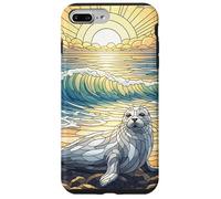 Seal Lover Coque en Verre teinté Motif Animaux de l'océan Coque pour iPhone 7 Plus/8 Plus