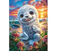 Seal on A Plage tropicale au coucher du soleil 500 Pièces Puzzle Expert Confirmé En Carton Épais Sans Déformation Faune sauvage et animaux de compagnie Très Difficile Motif Complexe Cadeau Fête Des Pè