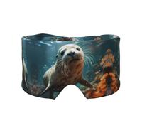 Seal pup in water Bandeau de sommeil latéral unisexe Masque de sommeil et cache-oreilles (68,1 x 10,9 cm), intérieur et extérieur, voyage, yoga, réglable et confortable