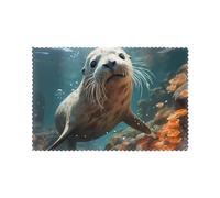 Seal Pup in Water Table de salle à manger résistant à la chaleur et antidérapant, set de table tissé lavable, résistant aux taches, facile à nettoyer.