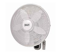 Sealey 18'' Mural Ventilateur 3-Speed Oscillant Télécommande & Minuteur Blanc -