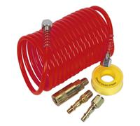 Sealey Ahk03 Air Hose Kit 5Mtr X 5Mm Pu Coiled With Connectors