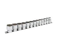 Sealey AK2674 Premier 13 Piece 1/2in Drive Imperial AF Short Socket & Rail Set