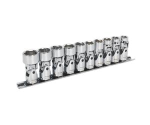 Sealey Ak2710 Universal Joint Socket Set 3/8Sq Drive 6Pt Walldrive 10Pc Metric