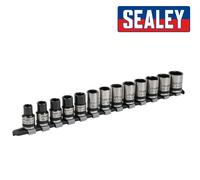 Sealey AK2742B 13pc 1.3cmSq Lecteur Lock-On™ Douille Set - Noir Série