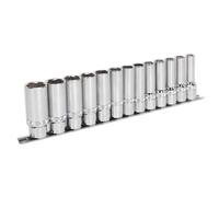 Sealey Ak2745 Socket Set 13Pc 1/2In Sq Drive Deep Lock-On 6Pt Metric
