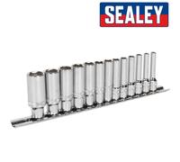 Sealey Jeu de douilles AK2747 13 pièces 1/4" carré Lock-On™ profond 6 points métrique