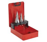 Sealey AK4743 HSS M2 Pas Jeu de Forets 3pc Spirale Flûte
