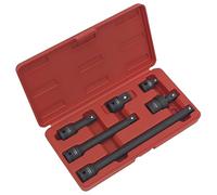Sealey AK5514 Lot de 6 adaptateurs d'impact et barre d'extension, noir, entraînement carré 1/2", 48 mm x 267 mm x 145 mm